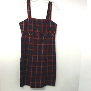 Y2k R&K Plaid Black and Red Women's Dress, Sz 10, adjustable strap
